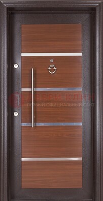 Коричневая входная дверь c МДФ панелью ЧД-27 в частный дом в Уфе