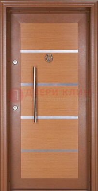 Коричневая входная дверь c МДФ панелью ЧД-33 в частный дом в Уфе