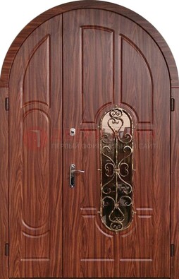 Арочная двухстворчатая стальная дверь Винорит ДА-54 в Уфе