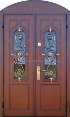 Двухстворчатая стальная дверь Винорит в форме арки ДА-55 в Уфе