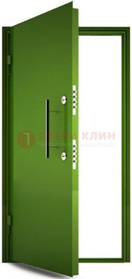 Зеленая металлическая бронированная дверь ДБ-8 в Уфе