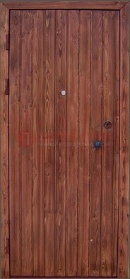 Коричневая железная дверь с евровагонкой ДЕ-18 в Жуковском