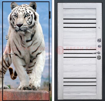 Стальная дверь с фотопечатью тигра ДФ-12 в Уфе