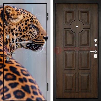 Металлическая дверь с фотопечатью леопарда ДФ-26 в Уфе