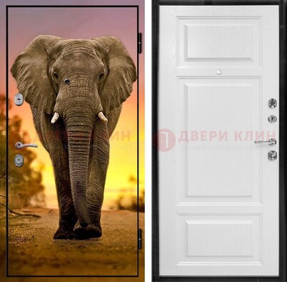 Металлическая дверь с фотопечатью слона ДФ-30 в Уфе