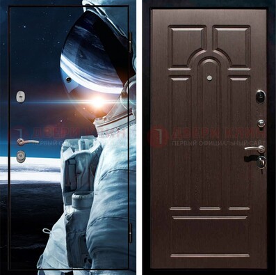 Стальная дверь с фотопечатью космонавта ДФ-4 в Уфе