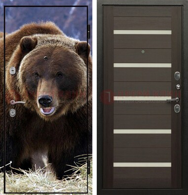 Железная дверь с фотопечатью медведя ДФ-7 в Уфе