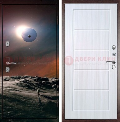 Стальная дверь с фотопечатью планет ДФ-8 в Уфе