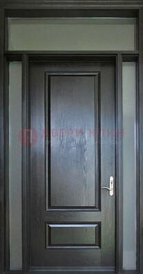 Черная металлическая дверь с фрамугами и стеклом ДФГ-24 в Уфе