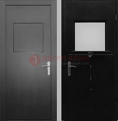 Черная стальная дверь в кассу ламинат внутри ДКС-3 в Уфе