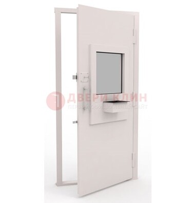 Белая металлическая дверь в кассу с нитроэмалью ДКС-4 в Уфе