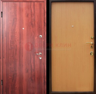 Красная железная дверь с ламинатом ДЛ-3 в Уфе