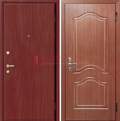 Красная металлическая дверь с ламинатом МДФ внутри ДЛ-8 в Уфе