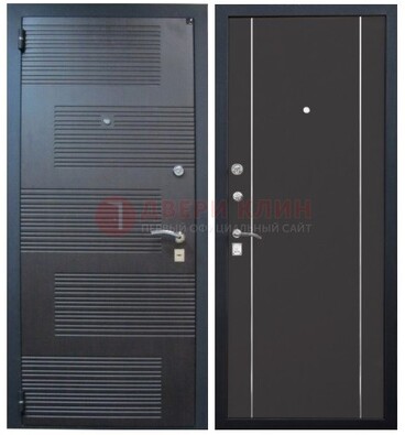 Темная металлическая дверь с МДФ ДМ-105 в деревянный дом в Уфе