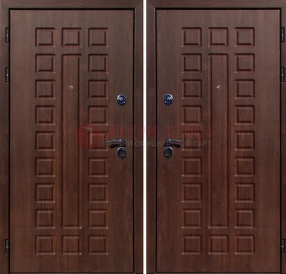 Коричневая железная дверь с МДФ снаружи ДМ-113 в Серпухове