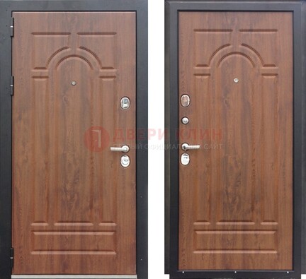 Коричневая железная дверь с МДФ ДМ-137 в Уфе