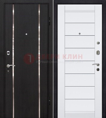 Черная входная дверь с МДФ и декоративными вставками ДМ-143 в Уфе