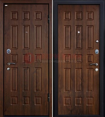 Коричневая металлическая дверь с МДФ ДМ-156 для квартиры в Уфе