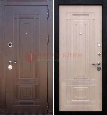 Коричневая входная дверь с МДФ ДМ-173 для кирпичного дома в Уфе