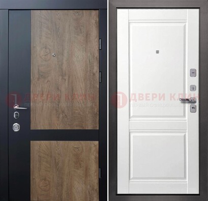 Черно-коричневая входная дверь с терморазрывом и МДФ ДМ-192 в Уфе
