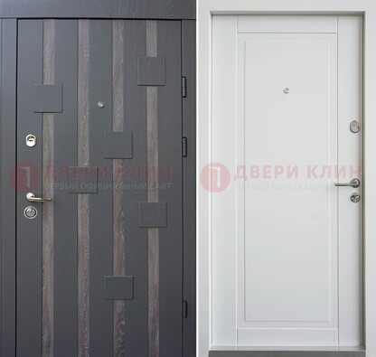 Темная металлическая дверь c белом МДФ внутри ДМ-231 в Уфе