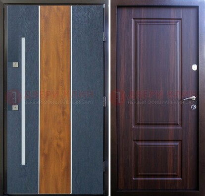 Современная входная дверь и с коричневой МДФ внутри ДМ-236 в Уфе