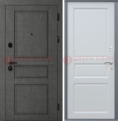 Серая металлическая филенчатая дверь МДФ ДМ-247 в Уфе