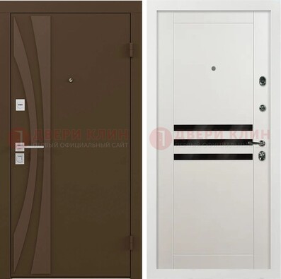 Стальная коричневая дверь с МДФ панелями ДМ-293 в Уфе