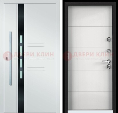 Металлическая дверь в белом цвете с МДФ ДМ-323 в Уфе