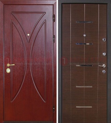 Темно-красная железная дверь с МДФ ДМ-370 в Уфе