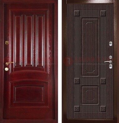 Красная стальная дверь с филенчатой МДФ ДМ-398 в Уфе