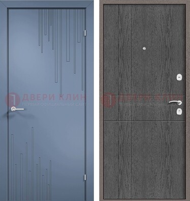 Синяя металлическая дверь МДФ в квартиру ДМ-434 в Уфе
