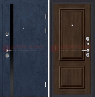 Синяя входная дверь МДФ с обеих сторон ДМ-473 в Уфе