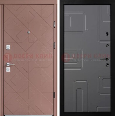Красная стальная дверь в квартиру с МДФ хайтек ДМ-493 в Уфе