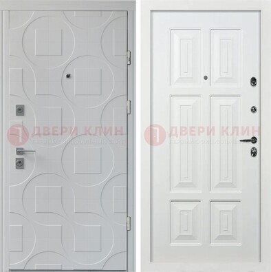 Белая стальная дверь в квартиру с панелями МДФ ДМ-494 в Уфе