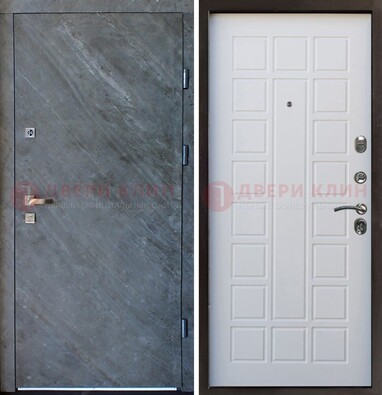 Железная дверь с МДФ серая и белая ДМ-505 в Уфе