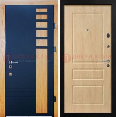 Двухцветная железная дверь с МДФ в квартиру ДМ-511 в Уфе
