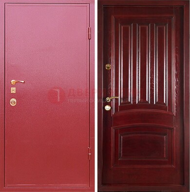 Красная металлическая дверь с порошковым напылением ДП-165 в Уфе