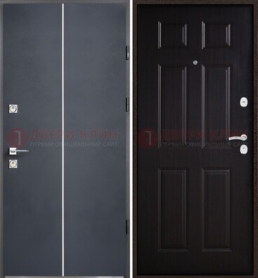 Железная дверь с порошковым покрытием и отделкой Темный орех внутри ДП-211 в Уфе