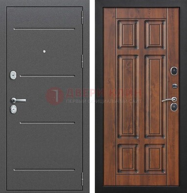 Стальная дверь с порошковым покрытием Антик серебро и филенчатой МДФ ДП-267 в Уфе