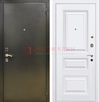 Железная темно-серая дверь с порошковым напылением и белой МДФ ДП-274 в Уфе