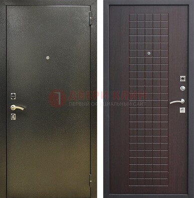 Темная железная дверь с порошковым напылением и терморазрывом МДФ Махагон ДП-286 в Уфе