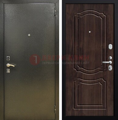 Темно-серая железная дверь с порошковым покрытием и коричневой МДФ ДП-288 в Уфе