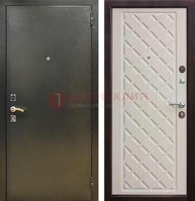 Темно-серая железная дверь с порошковым покрытием и филенчатой МДФ ДП-289 в Уфе