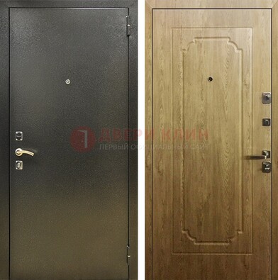 Темно-серая входная дверь с порошковым покрытием и МДФ Золотой дуб ДП-291 в Уфе