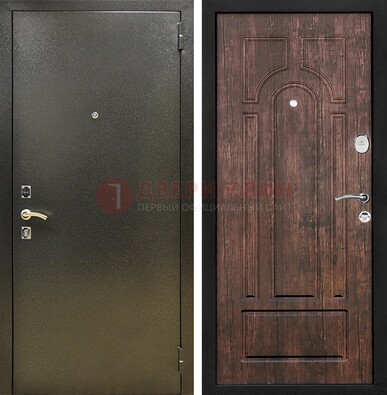 Темно-серая металлическая дверь с порошковым покрытием и МДФ коричневая ДП-292 в Уфе