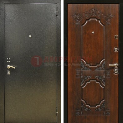 Входная дверь Темное серебро с порошковым покрытием и МДФ с узором ДП-293 в Уфе