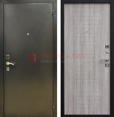 Железная темная дверь с порошковым покрытием и филенчатой МДФ ДП-297 в Уфе