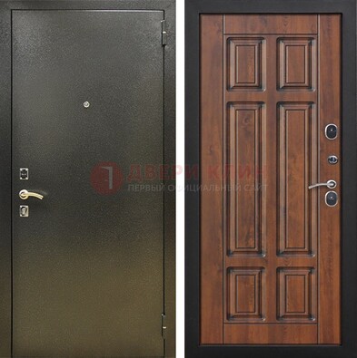 Металлическая входная темная дверь с порошковым напылением и МДФ ДП-299 в Уфе