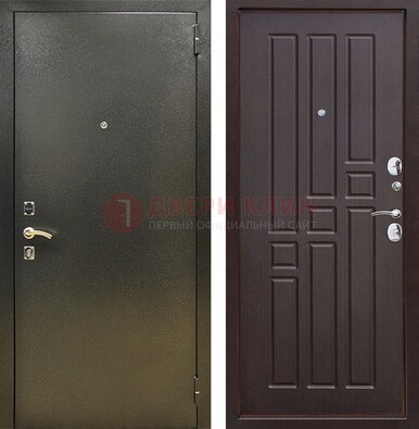 Входная темно-серая дверь с порошковым напылением и коричневой МДФ ДП-301 в Уфе